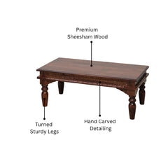 Lata Sheesham Wood Hand-Carved Coffee Table