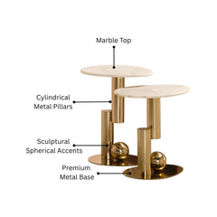 Marble Accent Table with Gold Metal Base