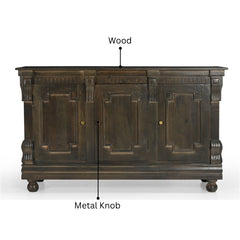 Tobias Classic Carved 3-Door Wood Sideboard