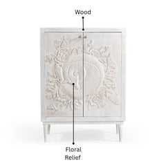 Reyansh Hand-Carved Floral Cabinet