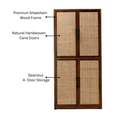 Cane Sheesham Wood Wardrobe