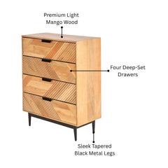 Edra Light Mango Wood 4-Drawer Chest