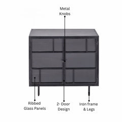 Fergus 2-Door Cabinet in Glass & Iron