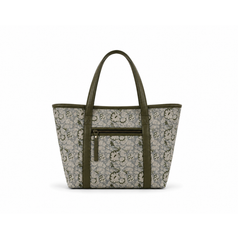 The Olive Grove Block-Printed Linen & Leather Tote