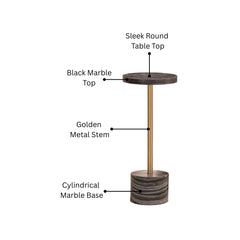 Aurelia Metal End Table with Marble Base and Top