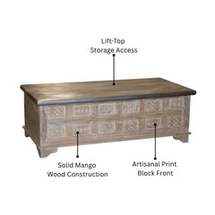 Print Block Rustic Trunk with Galvanized Top