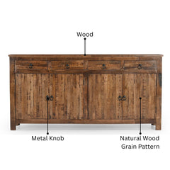 Vintage 4-Door Sideboard with Drawers