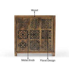 Haffner Hand-Carved Solid Wood Storage Cabinet