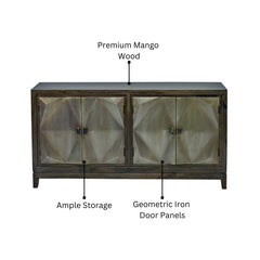 Contemporary Classical Mango Wood & Iron Sideboard