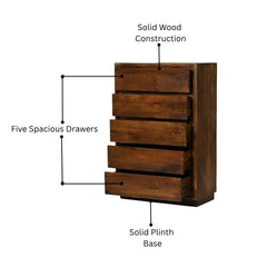 5-Drawer Poster Chest in Natural Finish