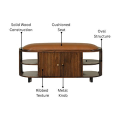Wooden Shoe Rack with Leather Cushion Seat