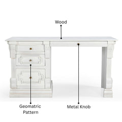 Vintage Belli White Solid Wood Writing Desk