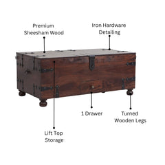 Tahoe Rustic Sheesham Wood Cocktail Trunk