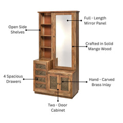 Kittur Solid Wood Dressing Table with Mirror & Storage