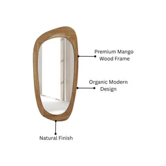 Wooden Organic Shape Mirror - Modern Mango Wood Wall Mirror in Natural Finish