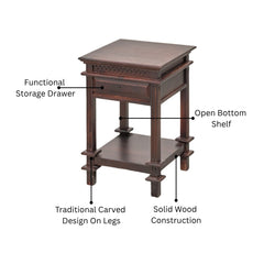 Tikku Sheesham Wood Side Table with Drawer