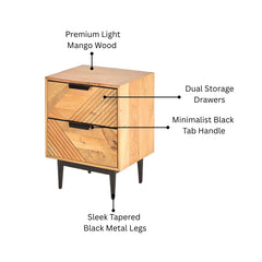 Edra 2-Drawer Bedside Table in Light Mango Wood