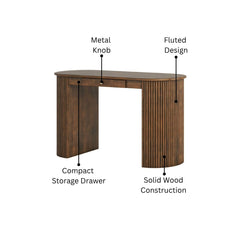 Mango Wood Writing Desk with Fluted Panel Legs