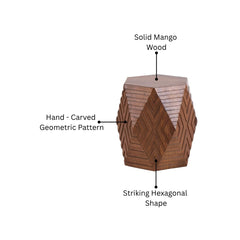 Perrin Geometric Mango Wood Side Table