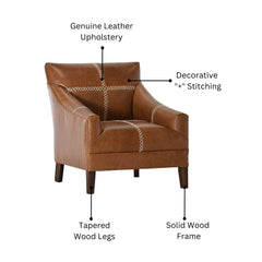 Sylas Modern Farmhouse Leather Lounge Chair