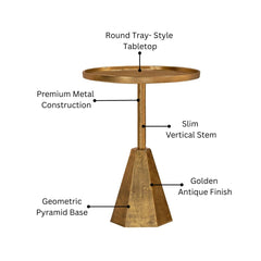 Geometric Gold Finish Metal End Table