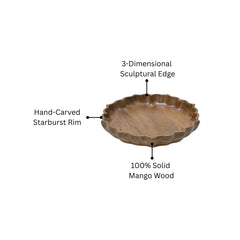 Handcrafted Lotus Silhouette Mango Wood Tray - Large