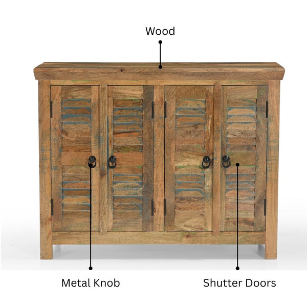 Guru 4-Door Solid Wood Shutter Sideboard