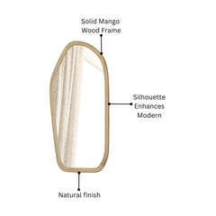 Wooden Organic Shape Mirror – Modern Mango Wood Floor Mirror in Natural Finish