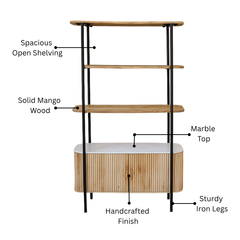 Karlen Mango Wood & Marble Bookshelf