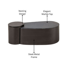 Simeon Metal & Marble Nesting Coffee Table Set