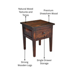 Tahoe Sheesham Wood 1-Drawer Lamp Table