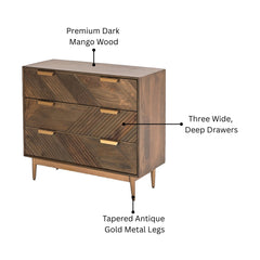 Edra Dark Mango Wood 3-Drawer Chest