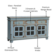Kaedon Mango Wood & Glass Sideboard