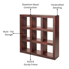 Kamdhenu Sheesham Wood 9-Hole Open Bookcase