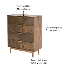 Edra Dark Mango Wood 4-Drawer Chest