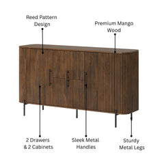 Reed Mango Wood Sideboard with Metal Legs
