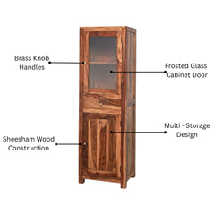 Subbulakshmi Tall Sheesham Wood & Glass Cabinet