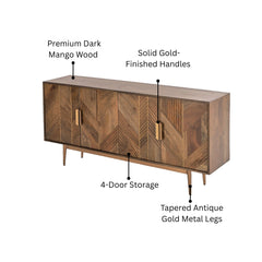 Edra Dark Mango Wood 4-Door Sideboard