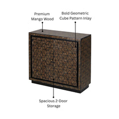 Naveen 2-Door Mango Wood Inlay Cabinet