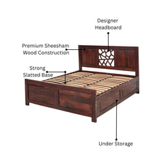 Blue City Sheesham Wood Storage Bed