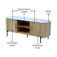 Karlen Mango Wood & Marble Top TV Unit