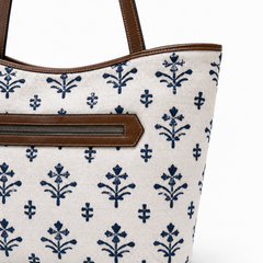 The Indigo Motif Woven Large Tote