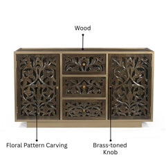 Amalia Floral Carved Storage Cabinet