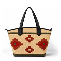 The Terracotta Sun Woven Kilim & Leather Tote