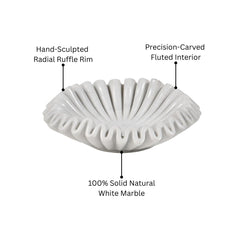 Hand-Sculpted White Marble Ruffled Decorative Bowl - Extra Large