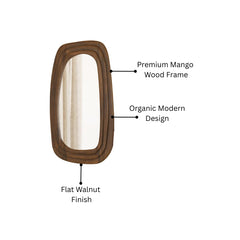 Wooden Organic Shape Mirror – Modern Mango Wood Wall Mirror in Flat Walnut Finish