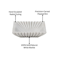 Hand-Carved White Marble Sunburst Fluted Bowl