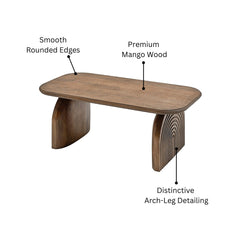 Derryn Coffee Table with Sculpted Wooden Legs