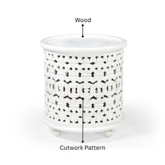 Marguerite Hand-Carved Round Lamp Table