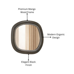 Modern Organic Shape Mirror - Black Mango Wood Frame